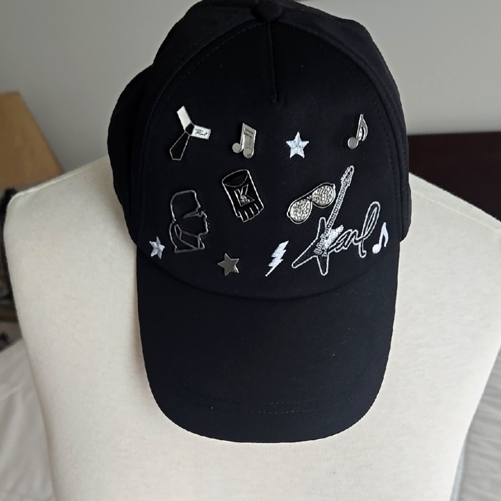 Designer Black Cap with Silver Embellishments.Unisex.